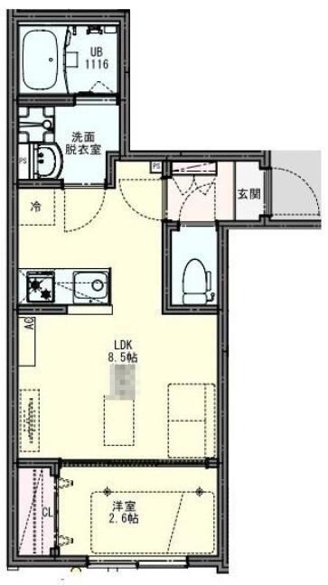 KLEIS西大宮(1LDK/3階)の間取り写真