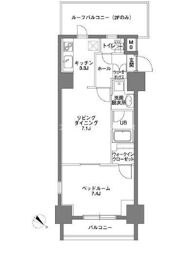 KDX岩本町レジデンス(1LDK/2階)の間取り写真