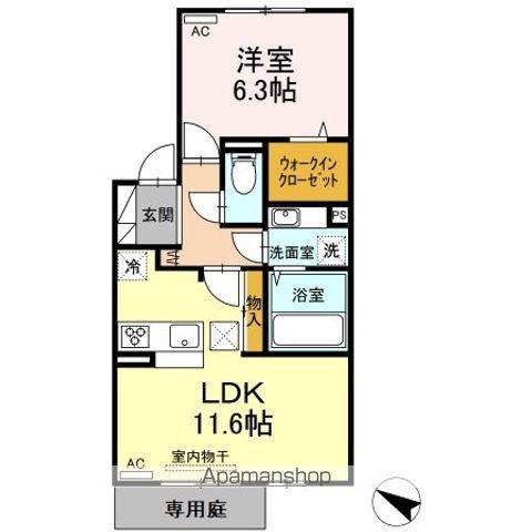 アベニール(1LDK/1階)の間取り写真
