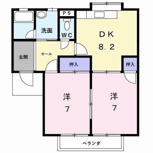 テクノハイツ(2DK/2階)の間取り写真