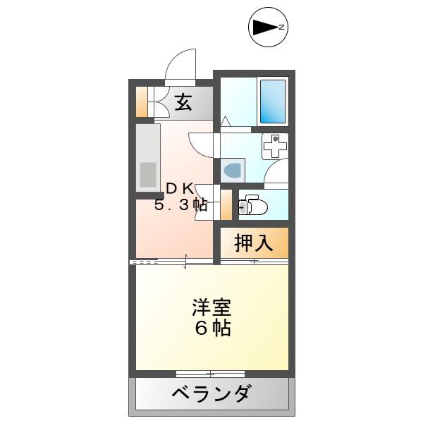 リアライズ木曽川(1DK/6階)の間取り写真