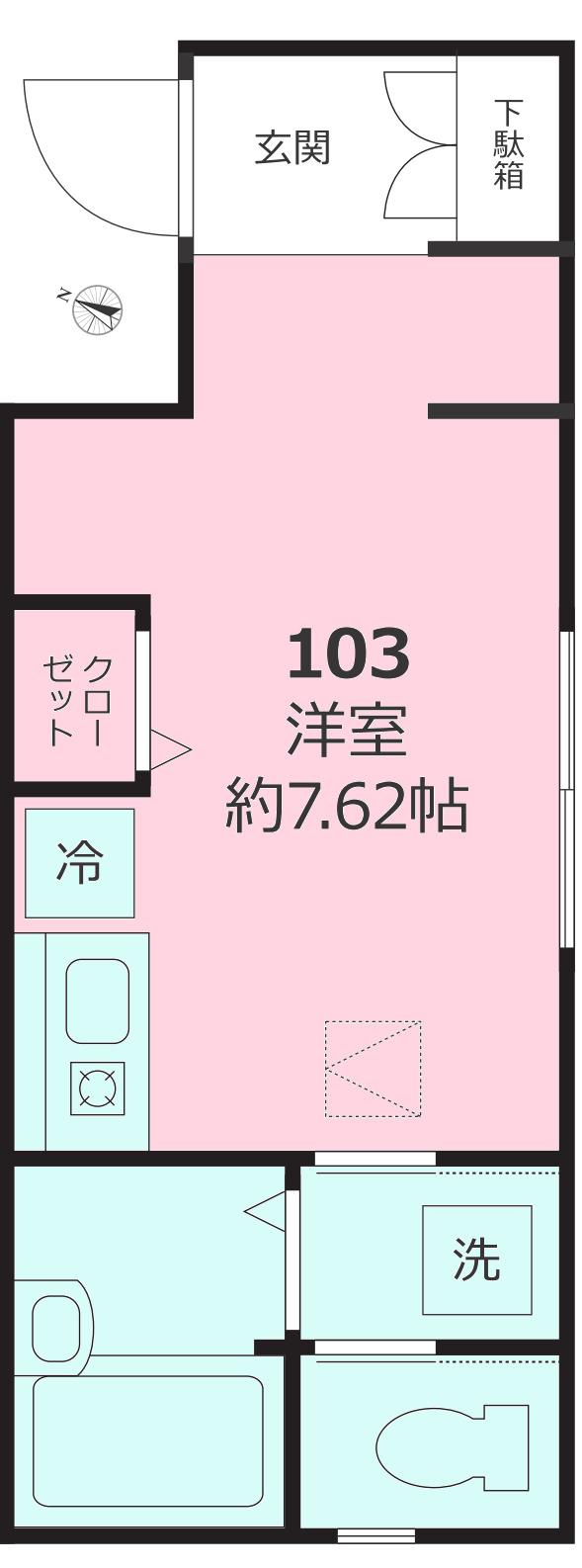 セントラル千駄木(ワンルーム/1階)の間取り写真