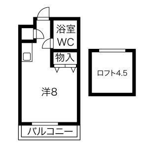 メゾンクレール(ワンルーム/2階)の間取り写真