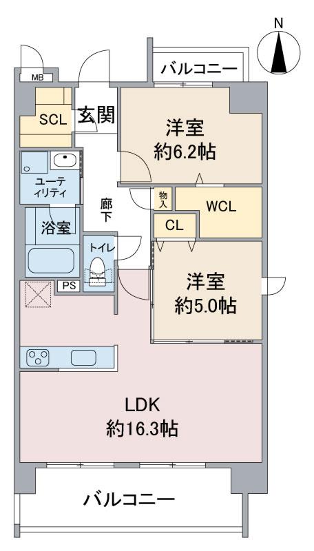 コンフォートリンク(2LDK/4階)の間取り写真