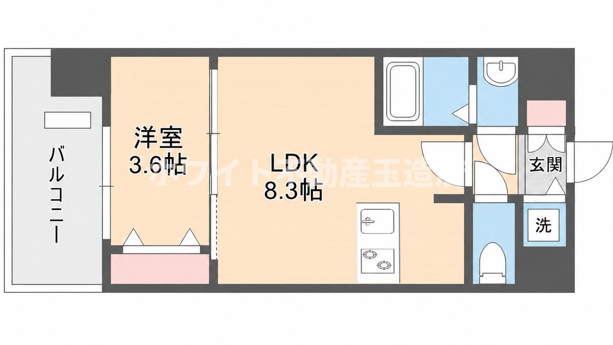 スワンズシティ大阪エスクレア(1LDK/13階)の間取り写真