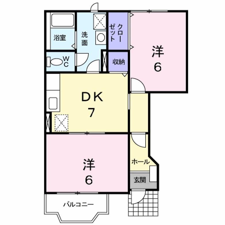 エクセシオール(2DK/1階)の間取り写真