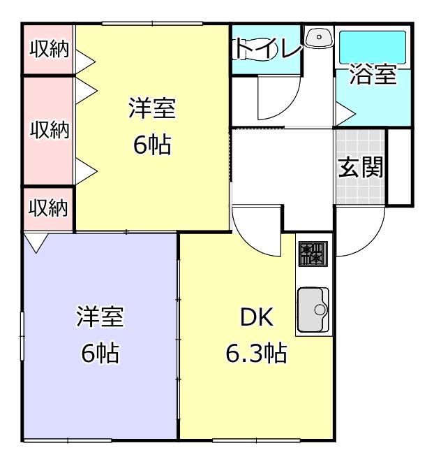 スリジェール A(2DK/2階)の間取り写真
