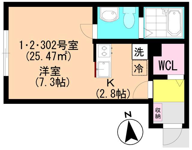 AJ馬込(ワンルーム/3階)の間取り写真