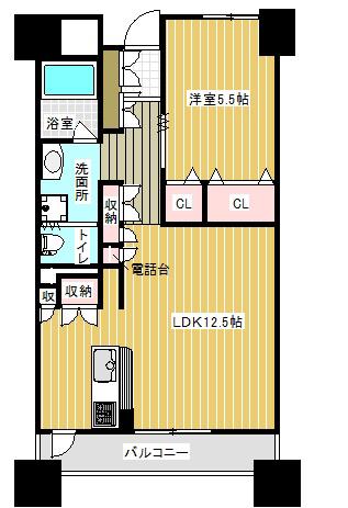 アーバネックス神戸駅前(1LDK/11階)の間取り写真