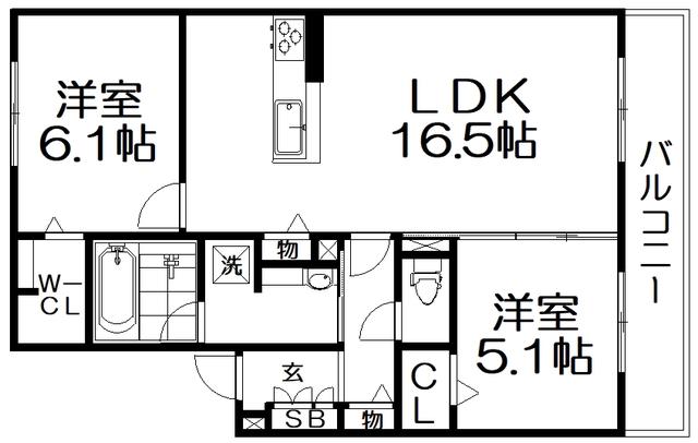 T-RESIDENCE楠葉(2LDK/2階)の間取り写真