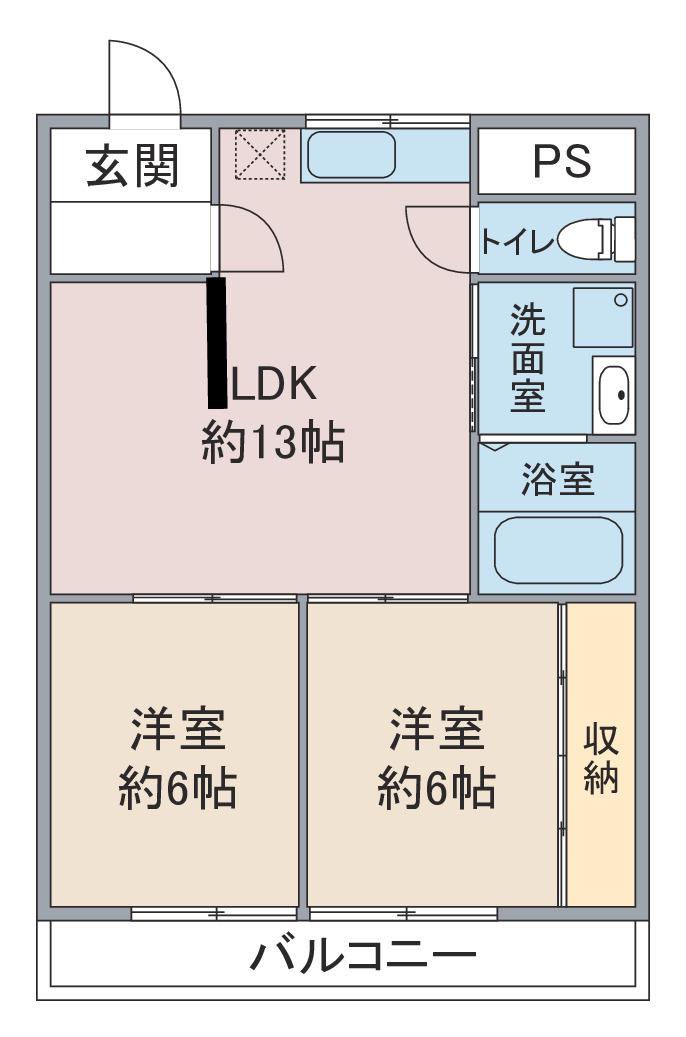 ハイム原南(2LDK/2階)の間取り写真