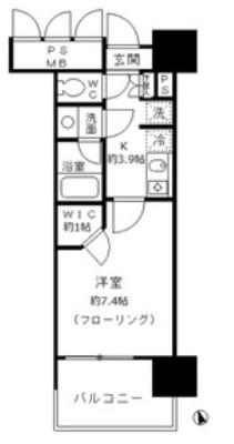 フォンテーヌ芝浦(1K/7階)の間取り写真