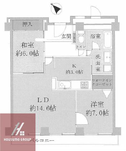 オークプリオタワー(2LDK/30階)の間取り写真