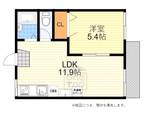 ユニハイツ(1LDK/2階)の間取り写真
