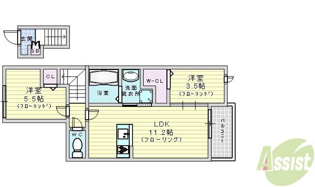 メゾン大島3(2LDK/2階)の間取り写真