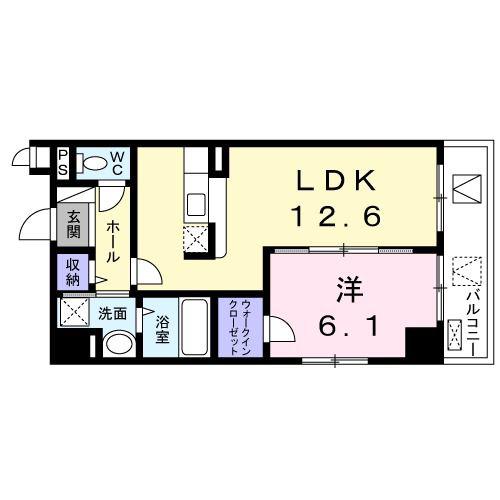 ベルグラース(1LDK/4階)の間取り写真