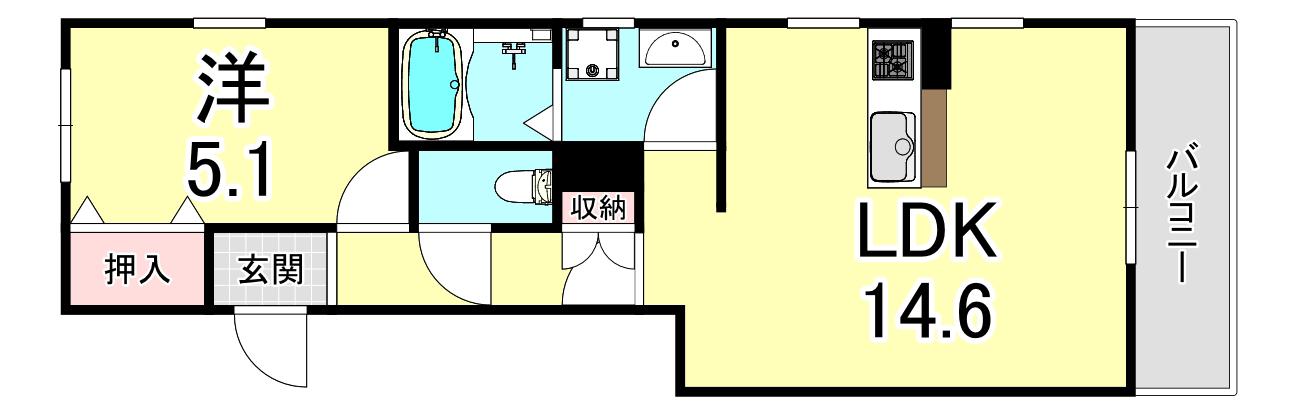 ソラーナ垂水(1LDK/2階)の間取り写真