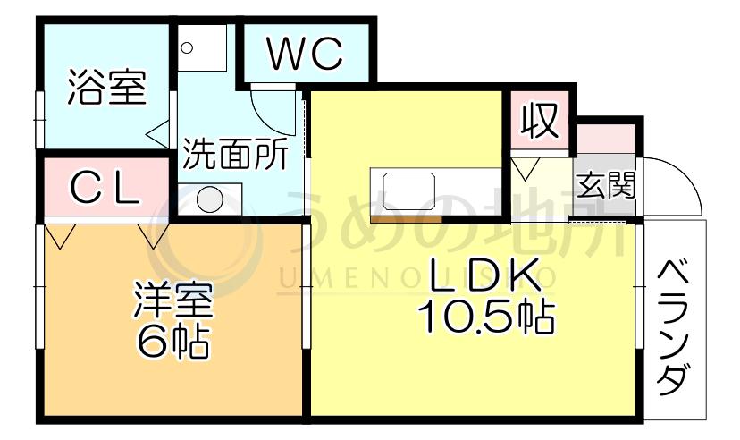 グラン・ブルー(1LDK/1階)の間取り写真
