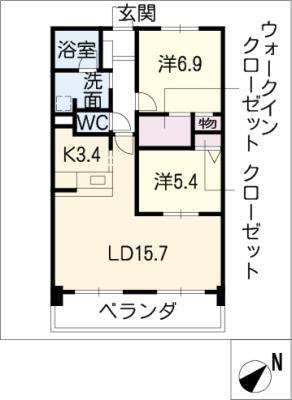 AXISHEIWAGAOKA(2LDK/3階)の間取り写真