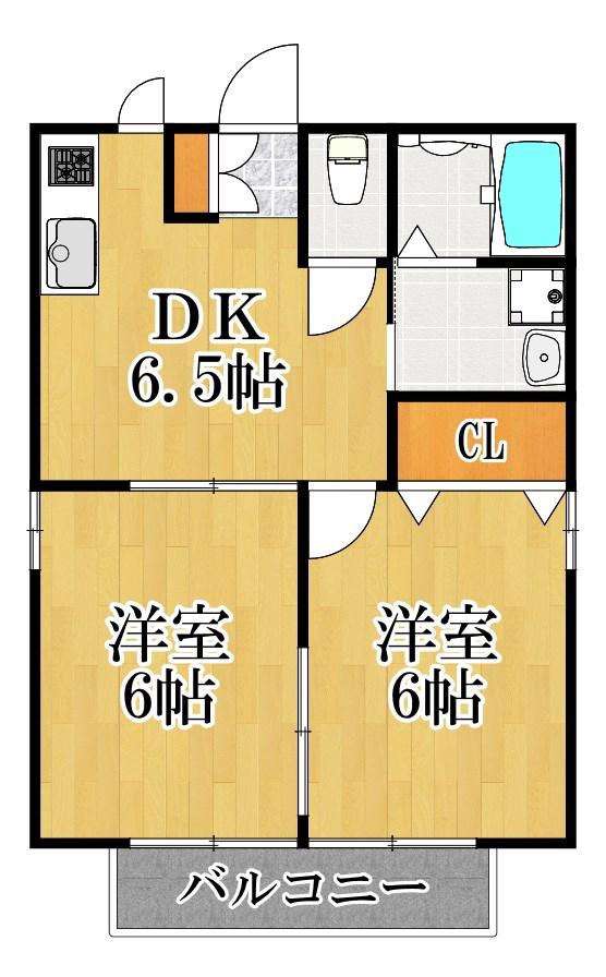 グリーンハイツ(2DK/2階)の間取り写真