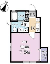 ハイムソレイユ(1K/1階)の間取り写真