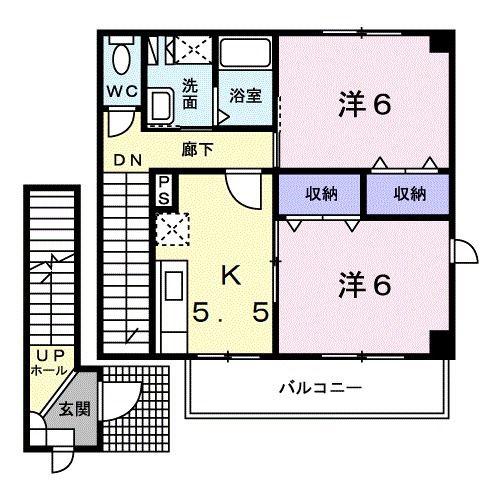 ラフィーネ(2K/2階)の間取り写真
