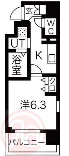 レジュールアッシュURBAN BAY(1K/9階)の間取り写真