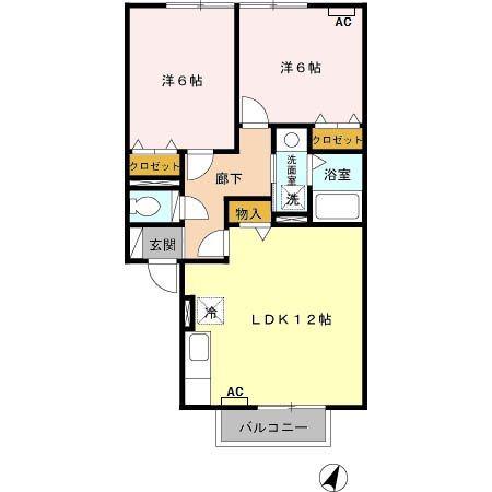 プレストンズ伍番館(2LDK/2階)の間取り写真