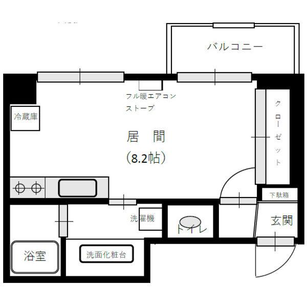 アクロビュー北大前(1K/3階)の間取り写真