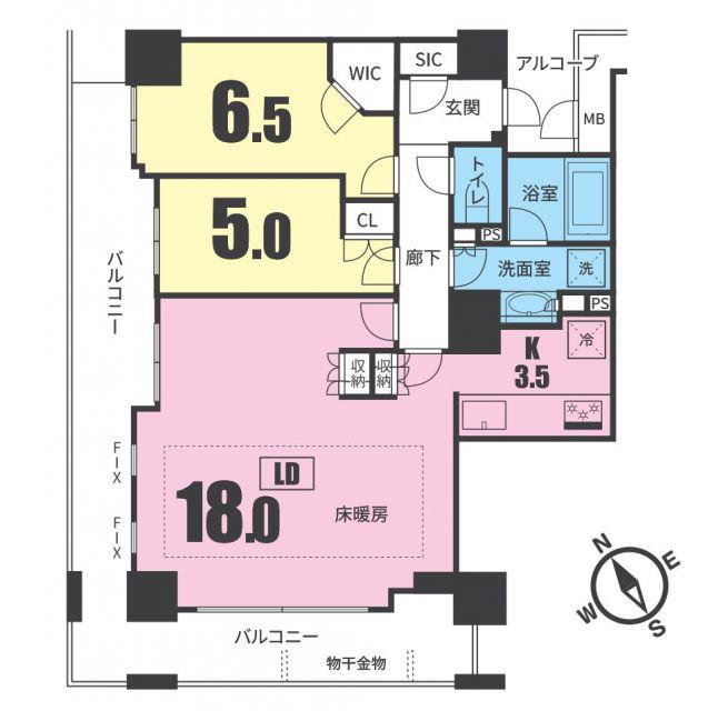 ザ・レジデンス神戸元町通(2LDK/11階)の間取り写真