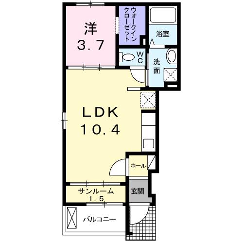 プランドール(1LDK/1階)の間取り写真
