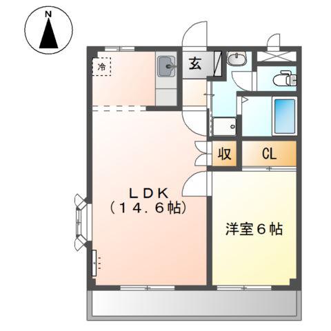 グレイス壱番館(1LDK/2階)の間取り写真