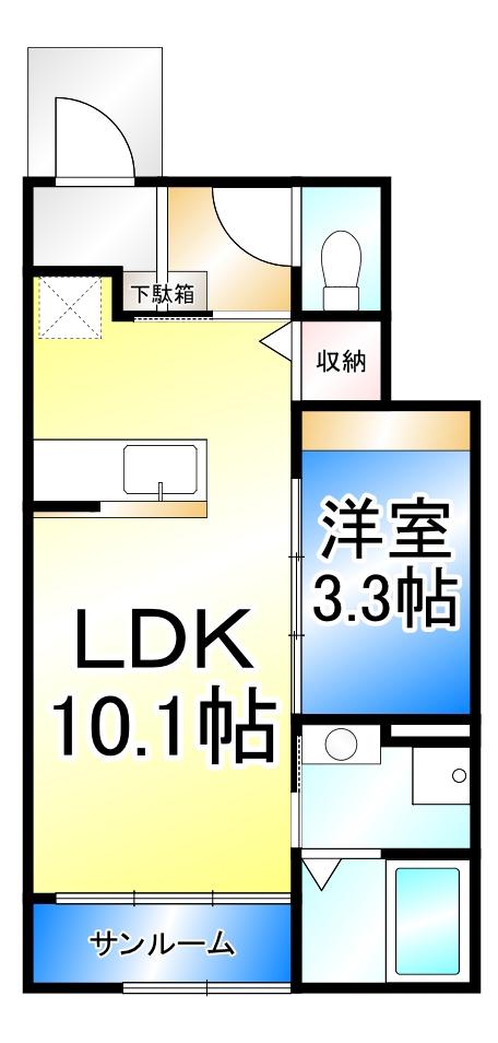 グランカーサ(1LDK/1階)の間取り写真