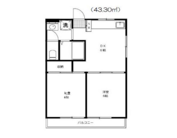 フロール用賀(2DK/2階)の間取り写真