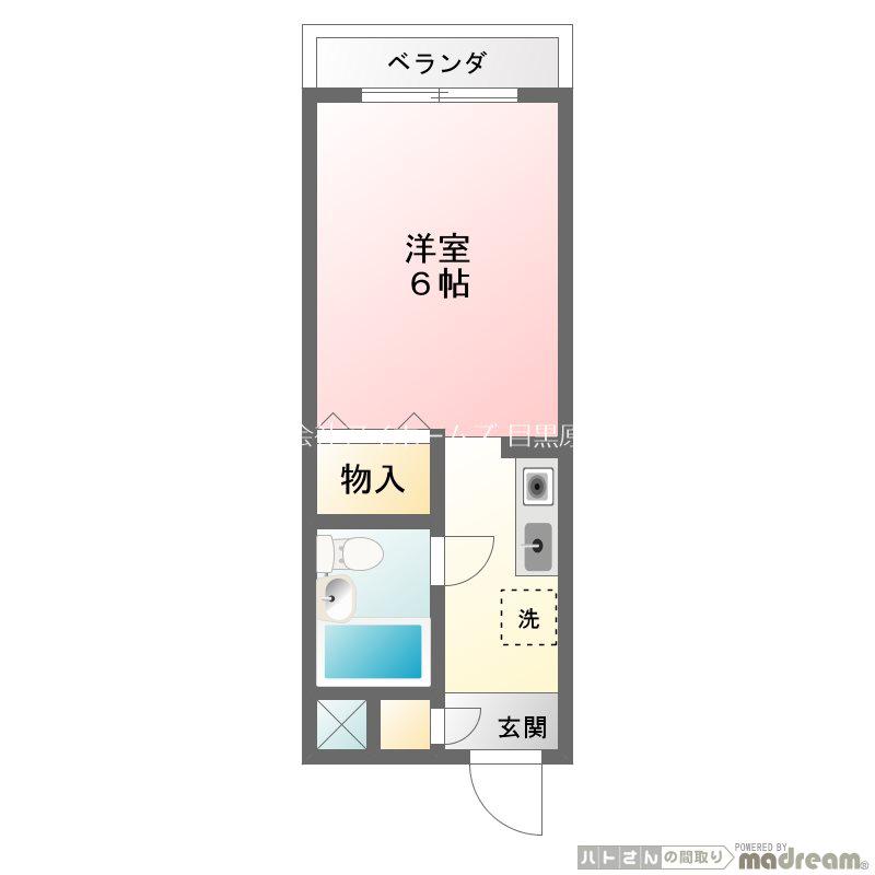 ロータスコート(1K/1階)の間取り写真