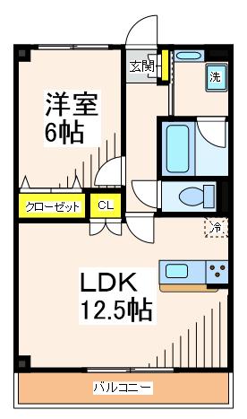 ヒューリックレジデンス調布柴崎(1LDK/1階)の間取り写真