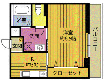 デュエールフジ(1K/1階)の間取り写真