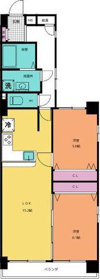 ライオンズマンション栄第2(2LDK/10階)の間取り写真