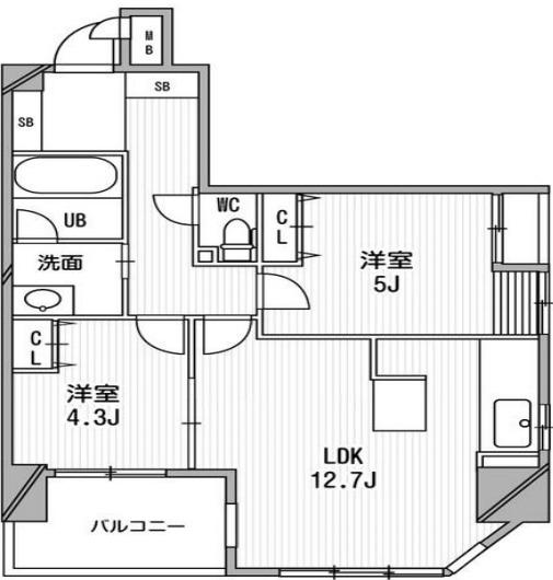 アーデンタワー北堀江(2LDK/9階)の間取り写真