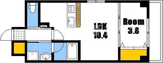 三篠Tビル(1LDK/6階)の間取り写真