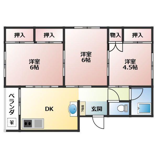 クイーンズガーデン(3DK/4階)の間取り写真