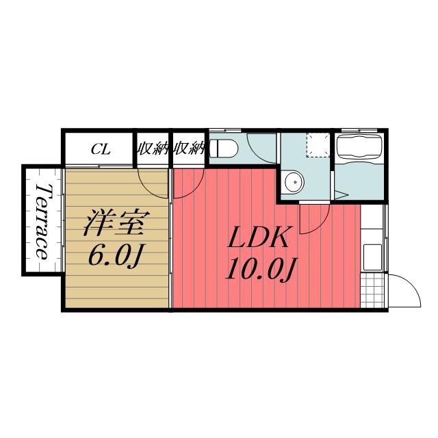 鈴木ハイツ(1LDK/1階)の間取り写真