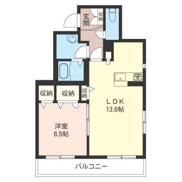 TOスクエアー(1LDK/2階)の間取り写真