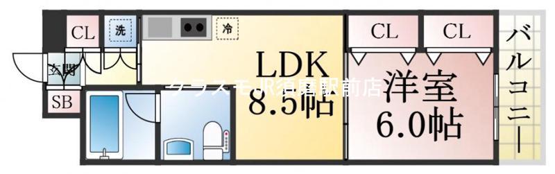 REGINA(1LDK/5階)の間取り写真
