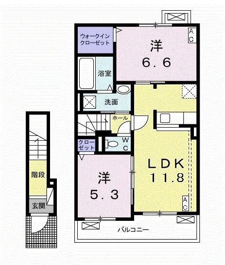 マニフィークII(2LDK/2階)の間取り写真