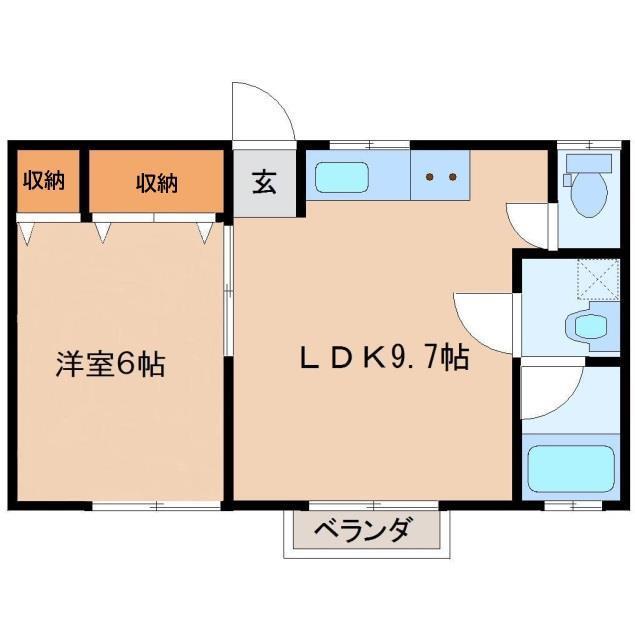 コーポS・すずき(1LDK/2階)の間取り写真