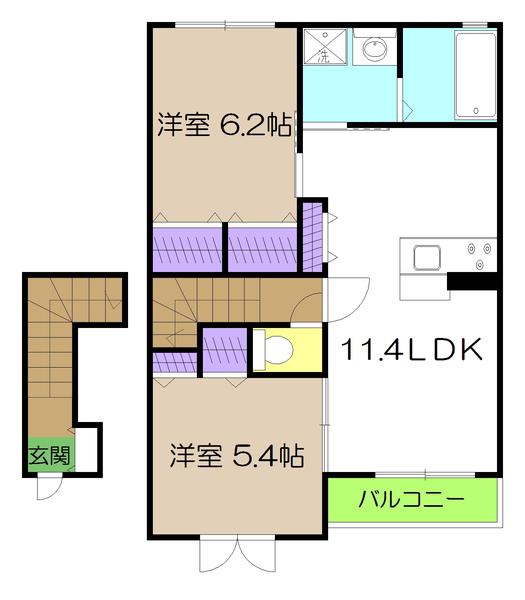 シャーメゾン ルフレ(2LDK/1階)の間取り写真