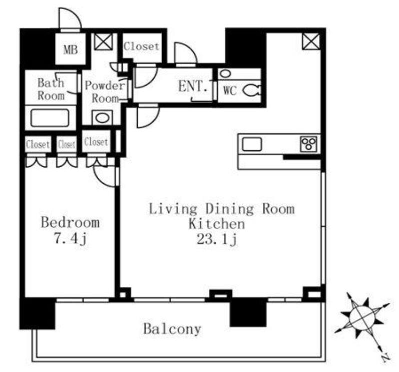 THE ROPPONGI TOKYO CLUB RESIDENCE(1LDK/30階)の間取り写真