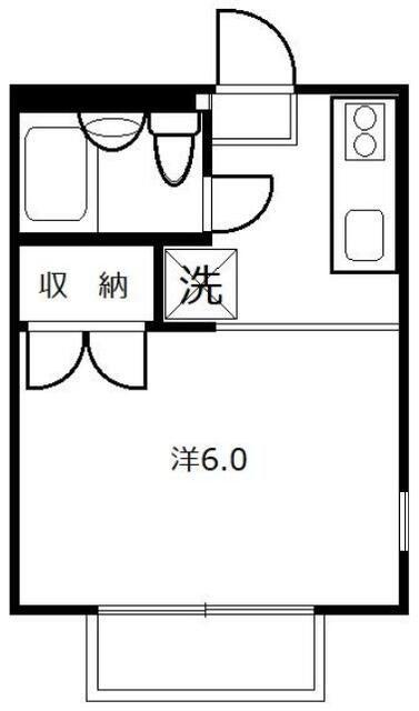 山口ハイツC棟(1K/1階)の間取り写真