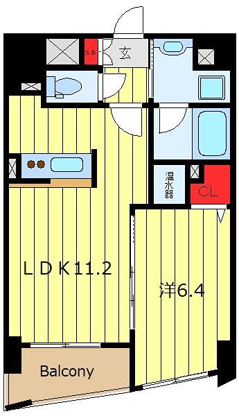エリアM(1LDK/8階)の間取り写真